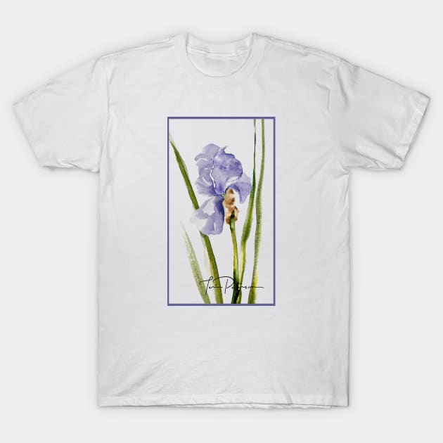 Lavender Purple Blue Iris Watercolor T-Shirt by FlowerPower4U